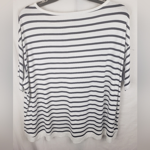 Lane Bryant Blue and White Striped Short Sleeve Shirt Sz 18-20 - Picture 5 of 9